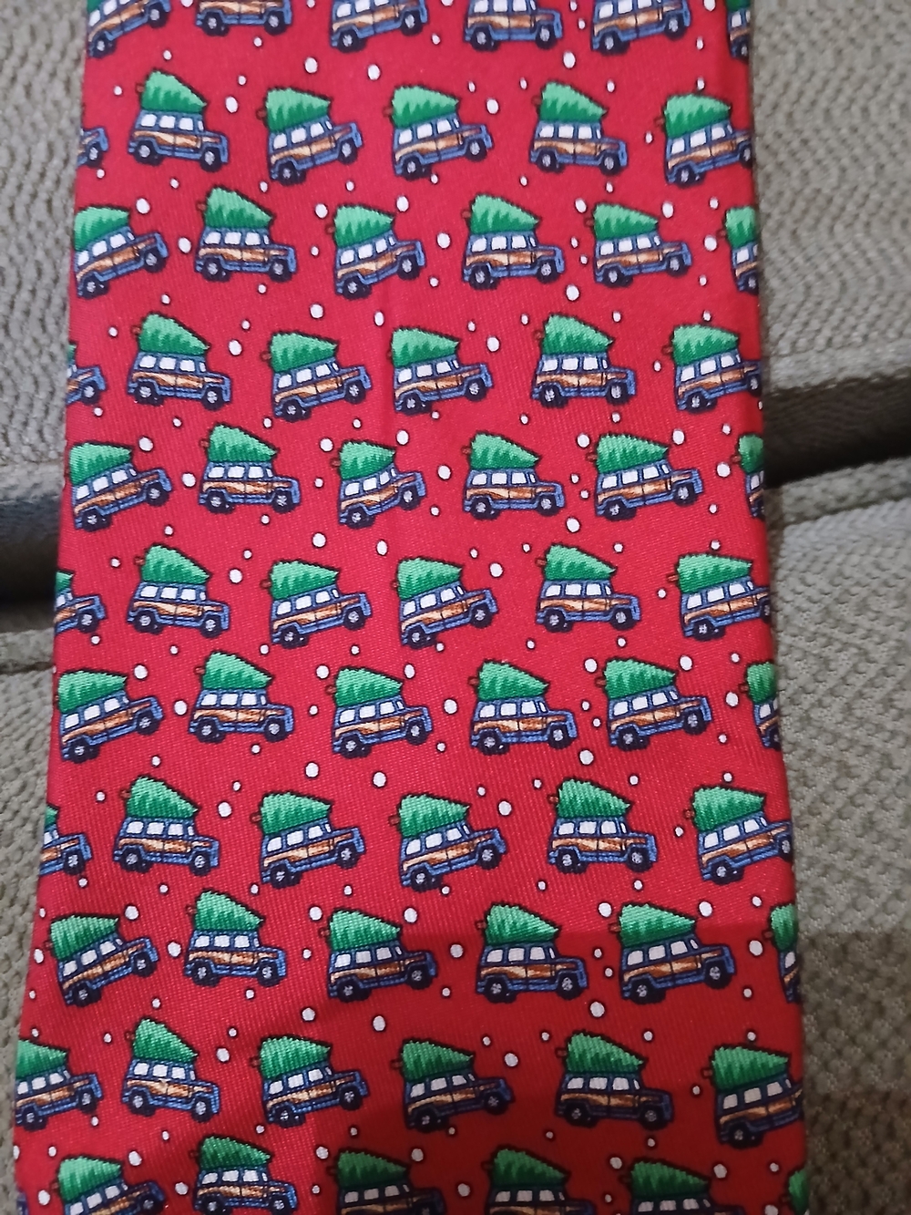 Men's Vineyard Vines Holiday Silk Tie   Paneled Station Wagon With Tree On Top